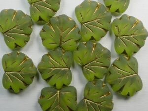 MPL-50220-54302-84100 Matte Olivine Gold Inlay Maple Leaf 15 Pc.