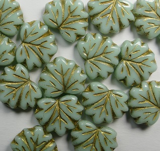 MPL-63100-54302 Pale Turquoise Gold Inlay Maple leaves color 63100-54302