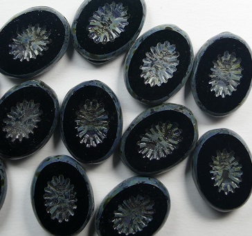 0010530 Jet Travertin Kiwi Table Cut 14x10 mm. color 23980-86800