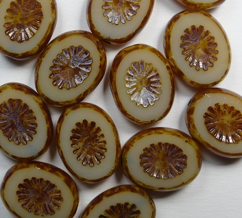 0040267 Ivory Dark Travertin Kiwi Table Cut 14x10 mm. color 11400-86805