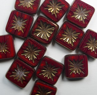 0050331 Dark Opal Red Melee Bronze Washed Squared Kiwi Table Cut 10x10 mm. color 91260-14415