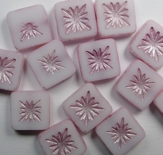 0070471 Opaque White Light Metallic Pink Washed Squared Kiwi Table Cut 10x10 mm. color 03000-04321