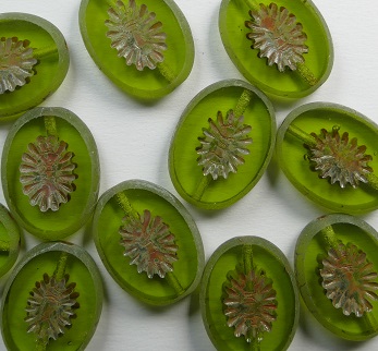 0100590 Matte Olivine Travertin Kiwi Table Cut 14x10 mm. color 50230-84100-86800
