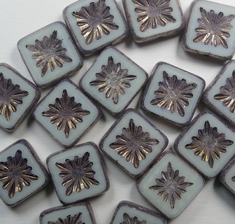 0140287 Pale Yellow-Creme Bronze Washed Squared Kiwi Table Cut 10x10 mm. color 83539-14415