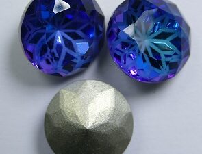LF-C-14-BEB Lotus Flower Round Chaton 14 mm Bermuda Blue 1 Pc. - Afbeelding 1