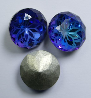 LF-C-14-BEB Lotus Flower Round Stone 14 mm Bermuda Blue