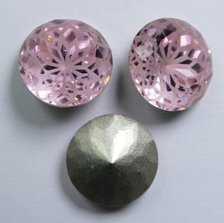 LF-C-14-ROSLT Lotus Flower Round Stone 14 mm Light Rose
