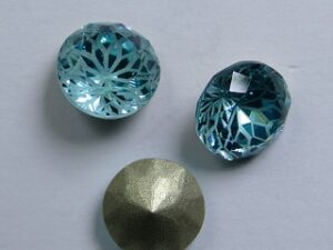 LF-C-8-AQU Lotus Flower Round Chaton SS39, 8 mm Aquamarine 2 Pc. - Afbeelding 1