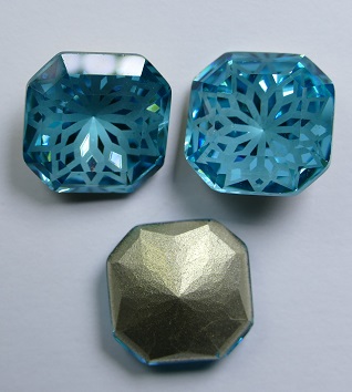 LF-S-14-AQU Lotus Flower Square Stone 14 mm Aquamarine