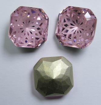 LF-S-14-ROSLT Lotus Flower Square Stone 14 mm Light Rose