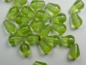 0100596 Peridot Light Travertin Facetted Drop 8x6 mm 10 Pc. - Afbeelding 1