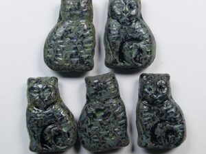 0010534 Jet Travertin Cat Beads kralen 4 Pc. - Afbeelding 1