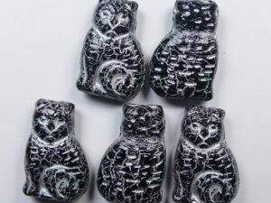 0010535 Jet Silver Washed Cat Beads kralen 4 Pc.