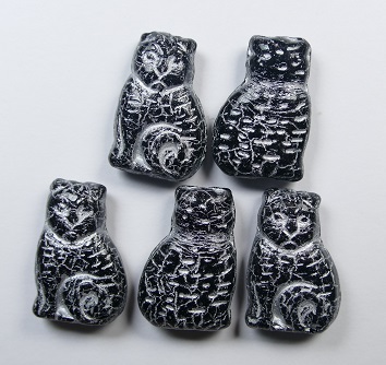 0010535 Cat Beads 17×11 mm Jet Silver Washed color 23980-54301