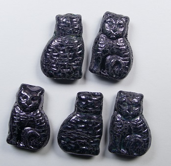 0020325 Cat Beads 17x11 mm Jet Hematite color 23980-14400