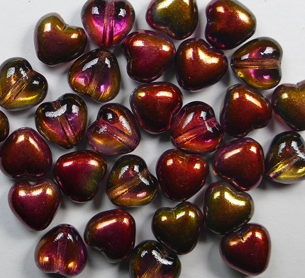 0050334 glass hearts 6 mm crystal Magic Wine color 00030-95200