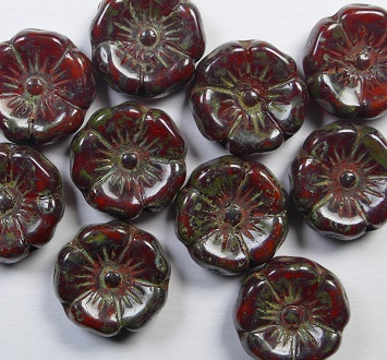 0050335 Hawaiian Flowers 12 mm Opal Red Travertin color 91220-86800