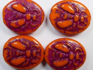 0060139 Opaque Orange Garnet Washed Bee Beads kralen 3 Pc. - Afbeelding 1