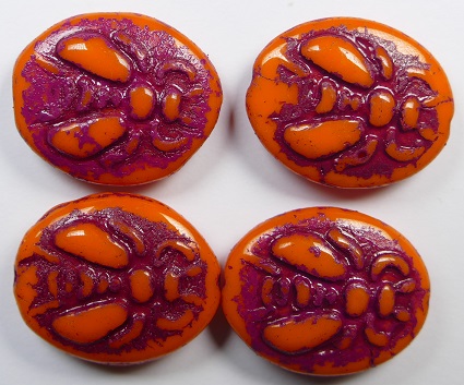 0060139 Bee Bead Opaque Orange Garnet Washed 22x18 mm color 83130-54314