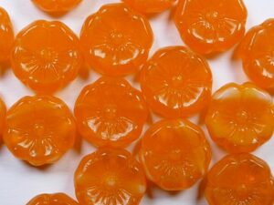 0060141 Mix Orange Opal Flower Beads 6 Pc.