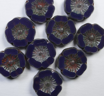 0080723 Table Cut Hawaiian Flowers 12 mm Opal Violet Travertin color 21010-86800