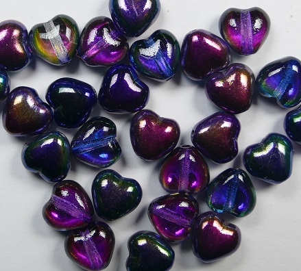 0090479 glass hearts 6 mm crystal Magic Blue color 00030-95100