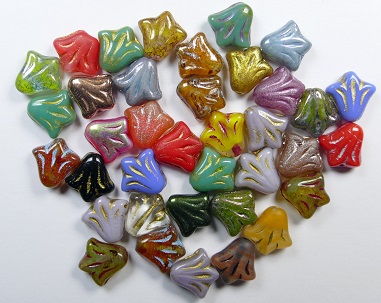 0100597 lily flower beads mixed colors