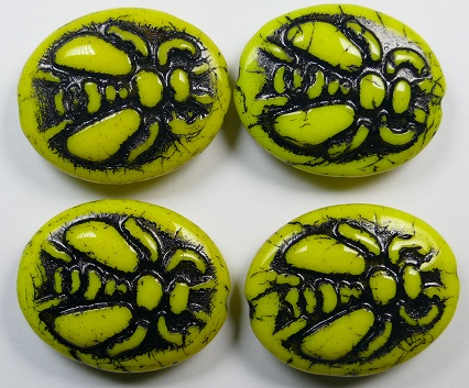 0130155 Bee Bead Opaque yellow Jet Washed 22×18 mm color 83130-46449