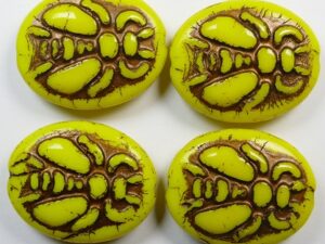 0130156 Opaque Yellow Bronze Washed Bee Beads kralen 3 Pc. - Afbeelding 1