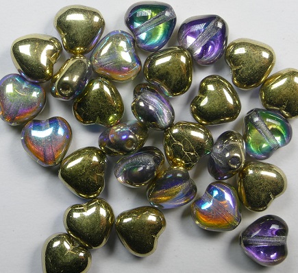 0130157 glass hearts 6 mm crystal golden rainbow color 00030-98536