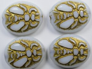 0140292 Chalk White Gold Washed Bee Beads kralen 3 Pc. - Afbeelding 1