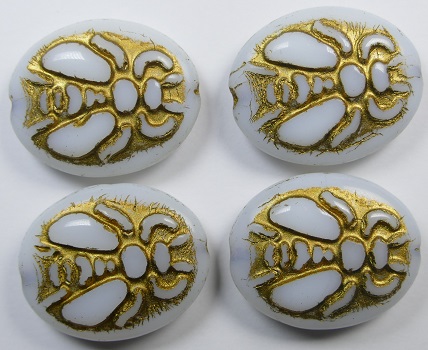0140292 Bee Bead Chalk White Gold Washed 22x18 mm color 03000-54302