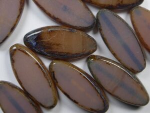 0080726 Amethyst Opal Travertin Oval Ship Bead Table Cut 4 Pc. - Afbeelding 1