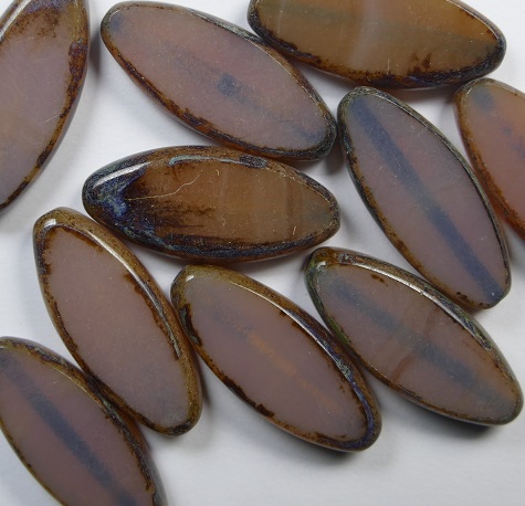 0080726 Amethyst Opal Travertin Oval Ship Table Cut Bead 20x9 mm color 21400-86800