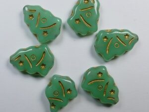 0100602 Light Green Opal Gold Washed Kerstboom kralen 7 Pc.