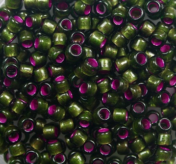 TR-08-2204 Toho Rocailles 8-0 Dyed Silver Lined Pink Frosted Olivine color 2204