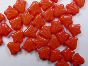 0060144 Opaque Bright Orange Lily Flower Beads 15 Pc.