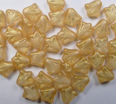 0060145 Lily Flower Beads 9×9 mm Light Orange Opal Gold Touched color 00030-79410