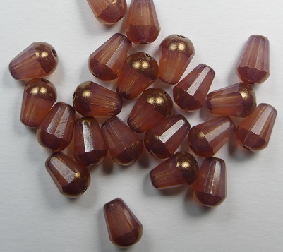 0070474 Pink Opal Bronze Washed facetted drop 8x6 mm color 71010-14415