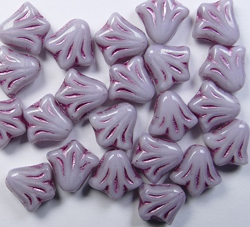 0080729 Lily Flower Beads 9x9 mm Soft Milky Amethyst Fuchsia Washed color 26160-54321