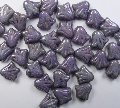 0080730 Lily Flower Beads 9x9 mm White Alabaster Nebula color 02010-15001