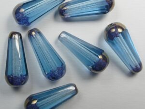 0090476 Aquamarine Bronze Washed Facetted Drop, 20x9 mm 3 Pc. - Afbeelding 1
