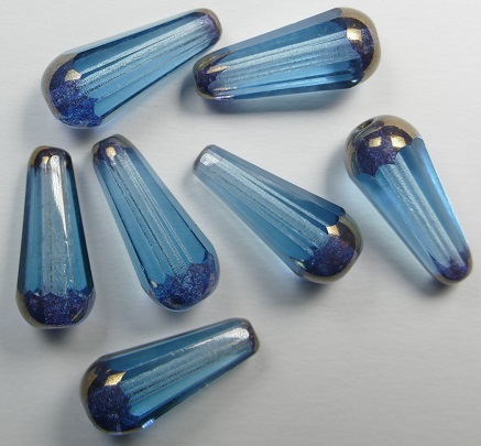 0090476 Aquamarine bronze Washed facetted drop 20×9 mm color 60010-14415