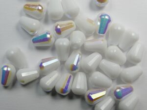 0140291 Chalk White AB Facetted Drop, 8x6 mm 10 Pc. - Afbeelding 1