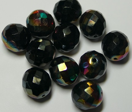 FP1-14-23980-28101 Firepolish facet 14 mm jet vitrail color 23980-28101