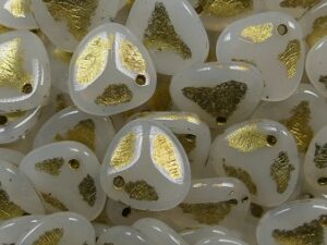 RP-8-02010-54302 White Alabaster Gold Washed Rose Petals, 8x7 mm 50 Pc. - Afbeelding 1
