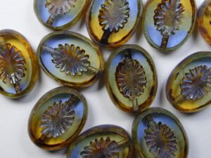 0030367 Topaz Alexandrite Travertin Kiwi Table Cut Bead. 5 Pc. - Afbeelding 1