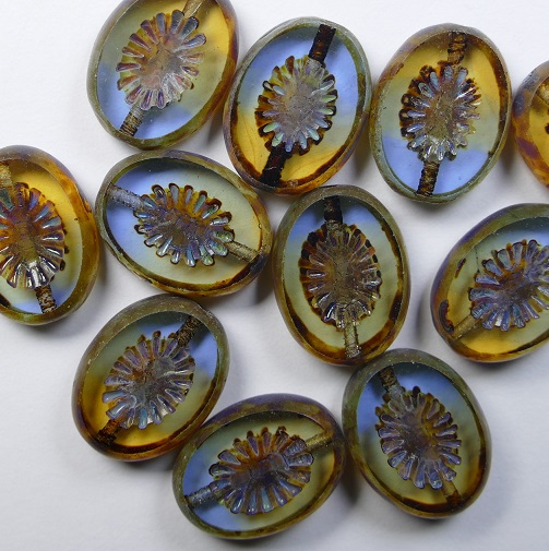 0030367 Table Cut Kiwi Beads 14×10 mm Topaz-Alexandrite Travertin color TT004-86800