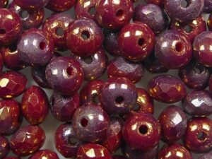 0050341 Opaque Coral Red Bronze Vega Donut Facet 3x5 mm. 30 Pc.