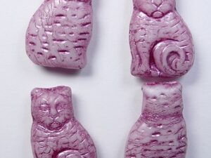 0070478 White Alabaster Fuchsia Washed Cat Beads kralen 4 Pc. - Afbeelding 1